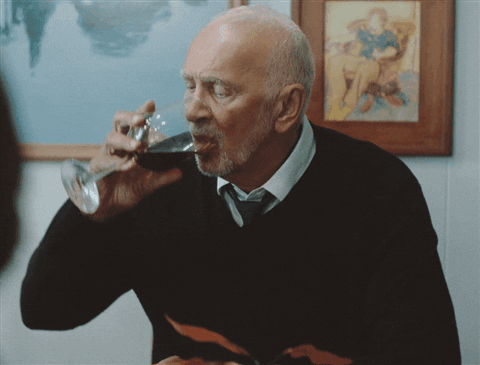 Frank Langella Stressed Drinking GIF