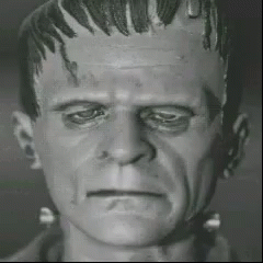 Classic Frankenstein Monster Skull Transition GIF