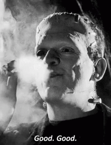 Vintage Frankenstein Smoking Cigar GIF