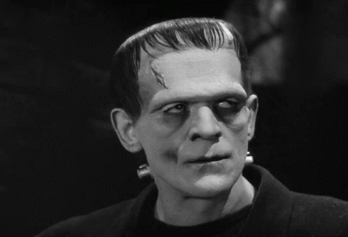 Old Movie Frankenstein Monster Looking To The Side GIF