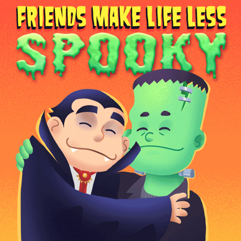 Frankenstein Hugging Dracula Animated Art GIF