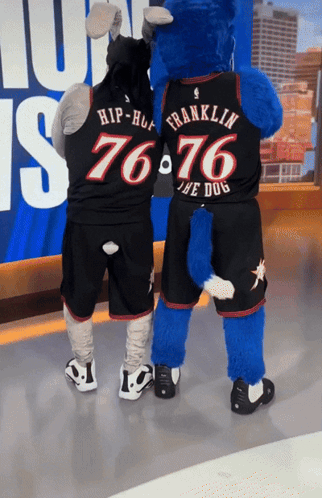 Franklin The Dog And Hip-Hop The Dog Pose For A Picture GIF