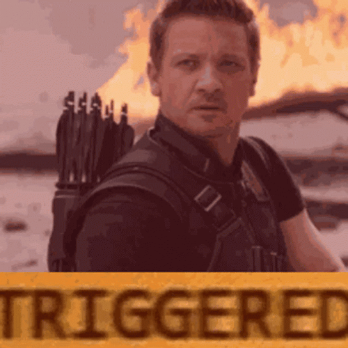 Frantic Hawkeye Jeremy Renner Triggered GIF