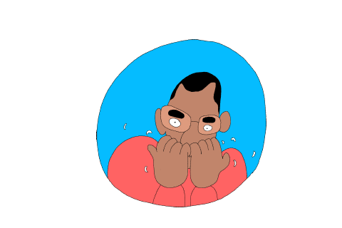 Frazzled Man Biting His Nails GIF