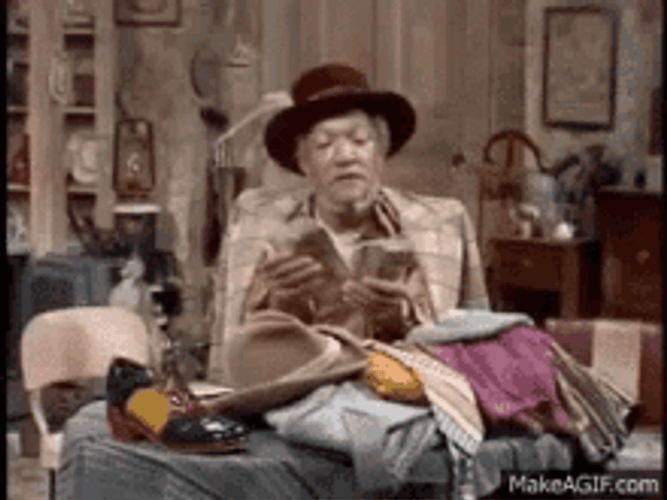 Fred Sanford Money Bags Counting Cash GIF