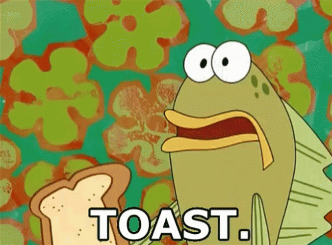 Fred The Fish Raising Toast Bread GIF