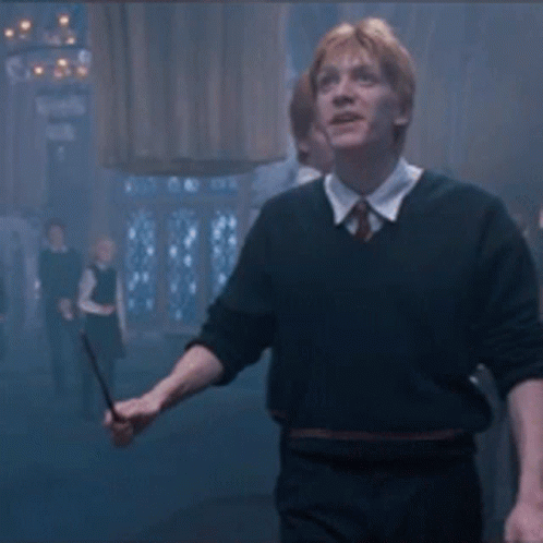 Fred Weasley Casting Magic Wand Spell GIF