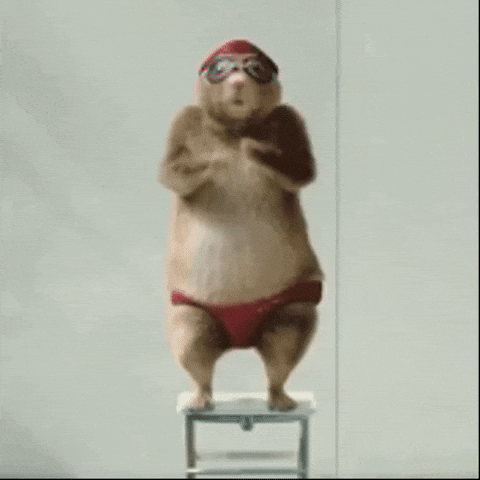 Fredbear Dancing Beaver Wearing Swimming Trunks GIF