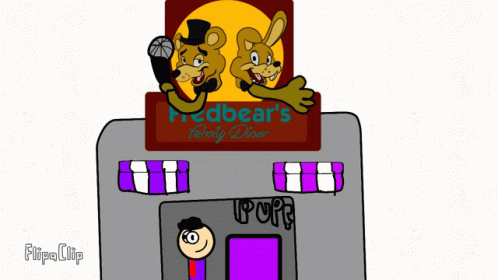Fredbear's Family Diner Cartoon with Man