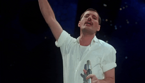 Freddie Mercury Singing His Album GIF