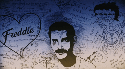 Freddie Mercury Sketch Wall GIF