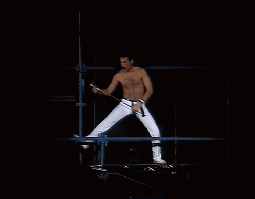 Freddie Mercury Topless Amped Up Dance GIF
