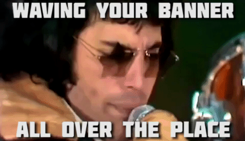 Freddie Mercury Waving Your Banner GIF