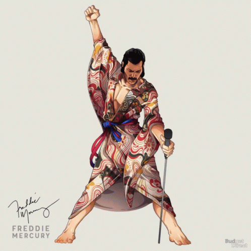 Freddie Mercury Wearing Crown And Cape GIF