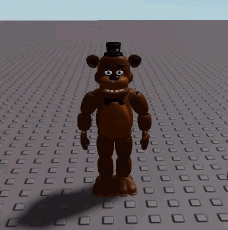 Freddy Fazbear Standing On Gray Tiled Floor GIF