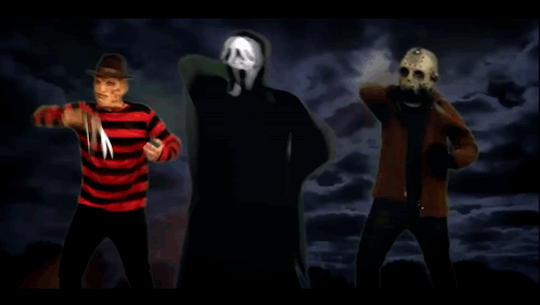 Freddy Krueger Screaming and Jason Voorhees Holding Knives