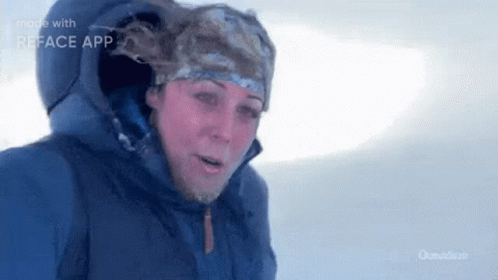 Woman Hiking In Snow Freezing GIF
