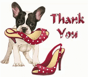 French Bulldog Thank You Red Shoes GIF
