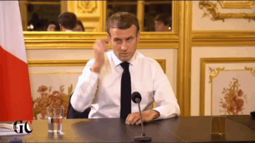 French President Emmanuel Macron Knocking Own Head GIF