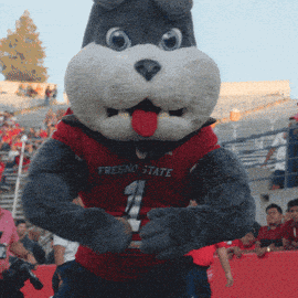 Fresno State Mascot Standing in Front of Crowd