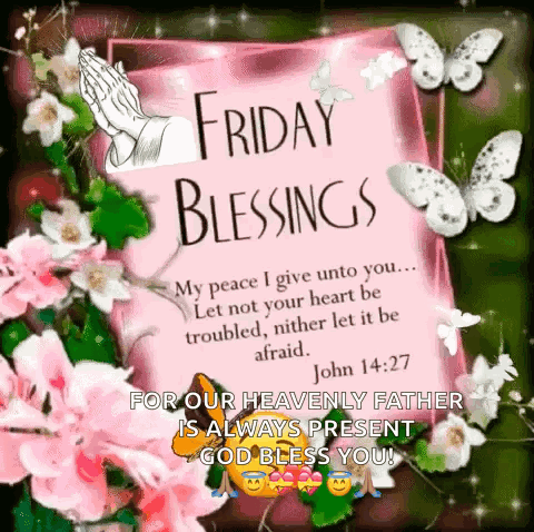 Friday Blessings Card With Flowers and Bible Verse