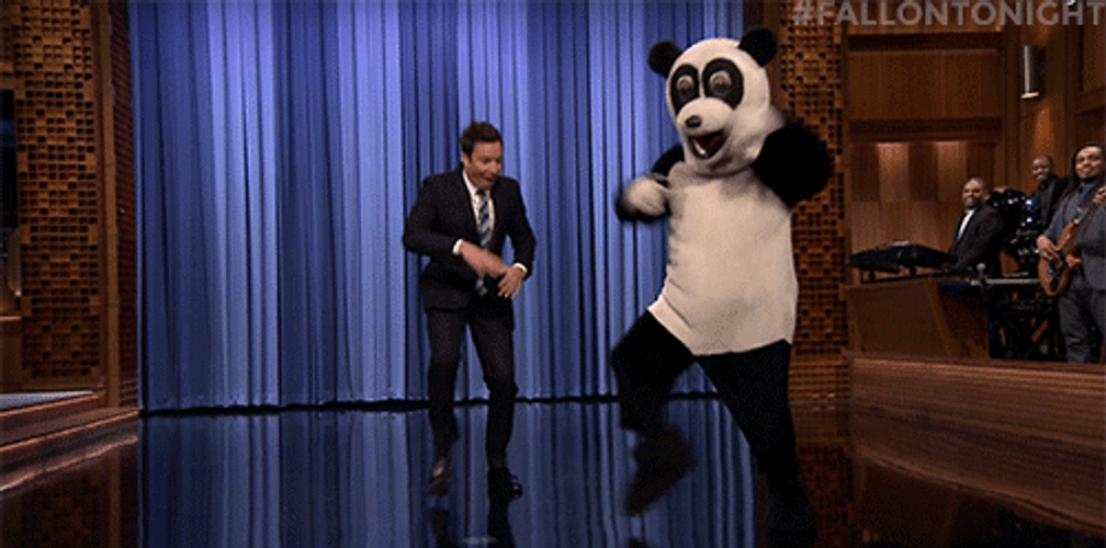 Friday Dance Jimmy Fallon Panda Mascot GIF