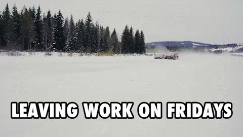 Friday Work Meme Cars Racing On Snow GIF