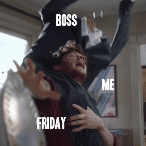 Friday Work Meme Moving Suit On Man Shoulder GIF