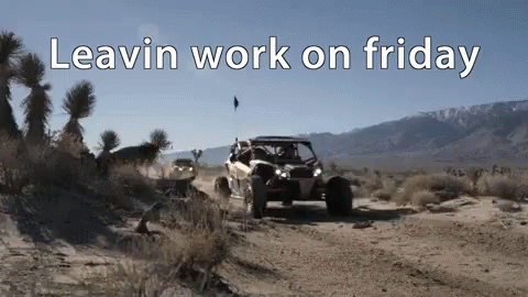 Friday Work Meme Speeding Cars In Desert GIF