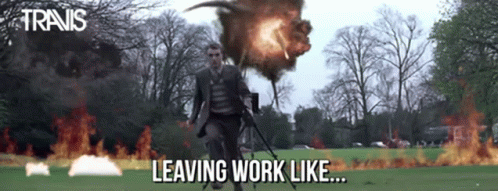 Friday Work Meme Travis Fran Healy Running Explosion GIF
