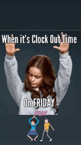 Friday Work Meme Woman Raising Hands GIF
