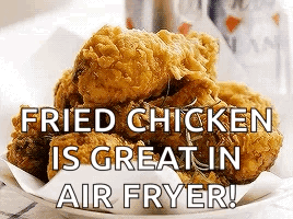 Fried Chicken Is Great In An Air Fryer And Is On A White Plate . GIF