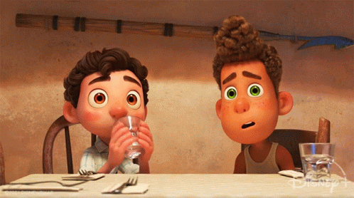 Friend Spit Water On Luca Face GIF