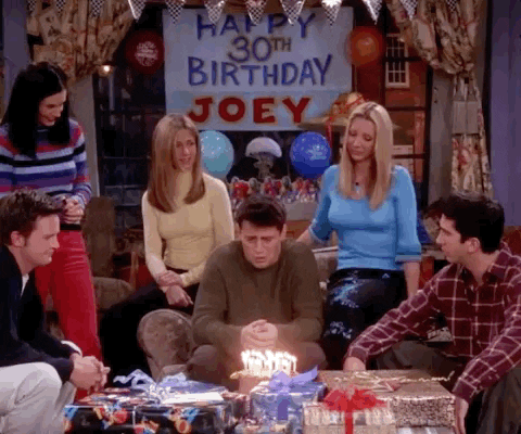 Friends 30th Birthday Celebration Joey Tribbiani GIF