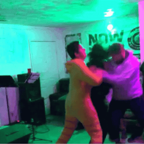 Friends Aggressive Dance In Mosh Pit GIF