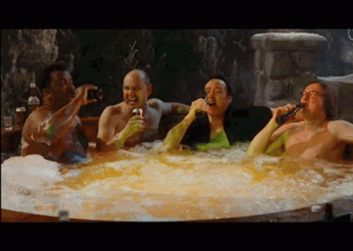 Friends Drinking In Hot Tub GIF