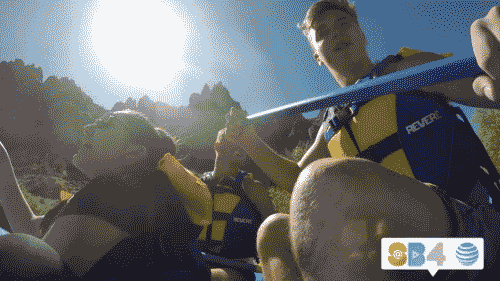 Friends Enjoying Summer Kayaking Smile And Wave GIF