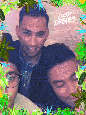 Friends In Green Floral Border GIF