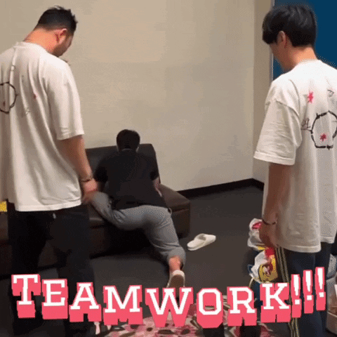 Friends In Team Work Kicking Butt GIF