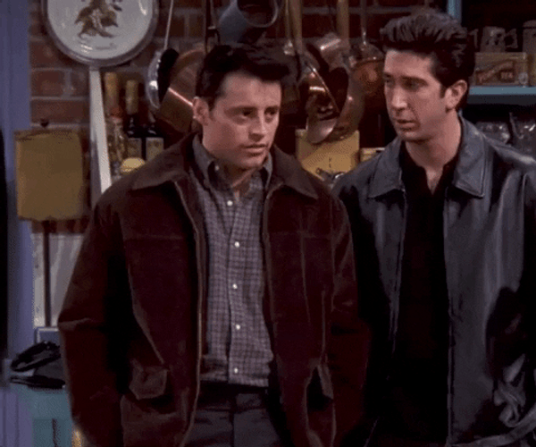Friends Joey And Ross Happy Then Sad Mood GIF