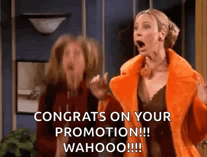 Friends Rachel Phoebe Woohoo Congratulations On Your Promotion GIF