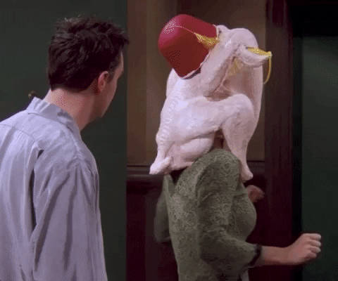 Friends Thanksgiving Turkey Head Turn GIF