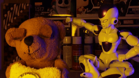 Frieza Toy Punching Bear GIF