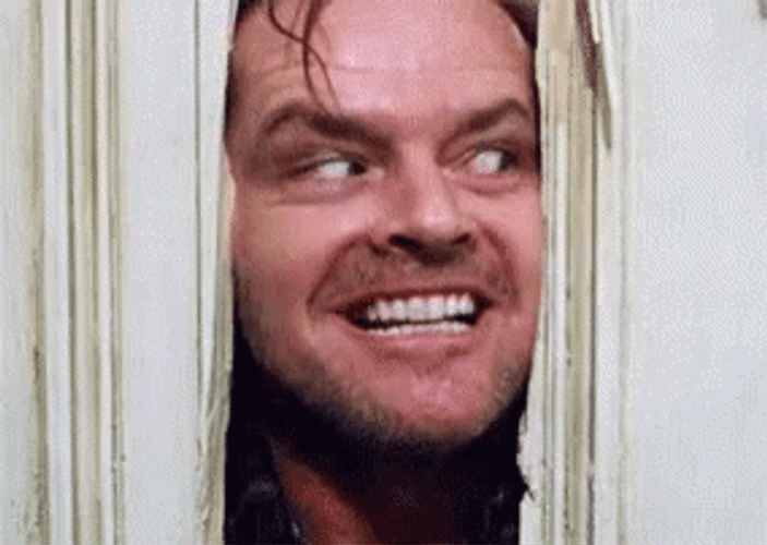 Frightening Jack Nicholson Nodding Peeking GIF