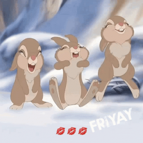 Friyay Feels Happy Jumping Animated Bunny GIF