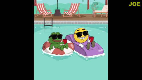 Frog and Smiley Face in Pool