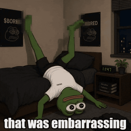 Frog Doing Handstand Saying That Was Embarrassing GIF