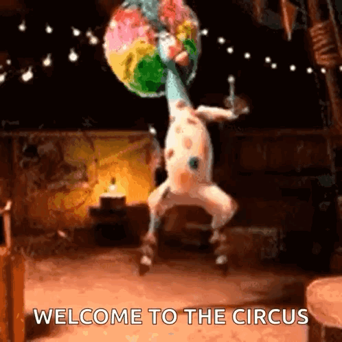 Frog Holding Balloon Dancing Welcome To The Circus GIF
