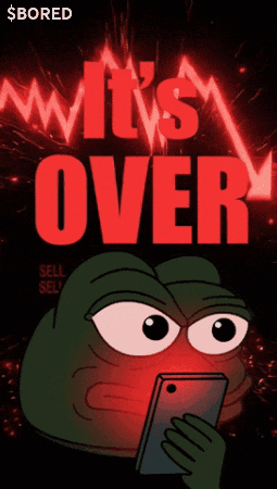 Frog Holding Cell Phone In Front Of Red Sign Saying It's Over GIF