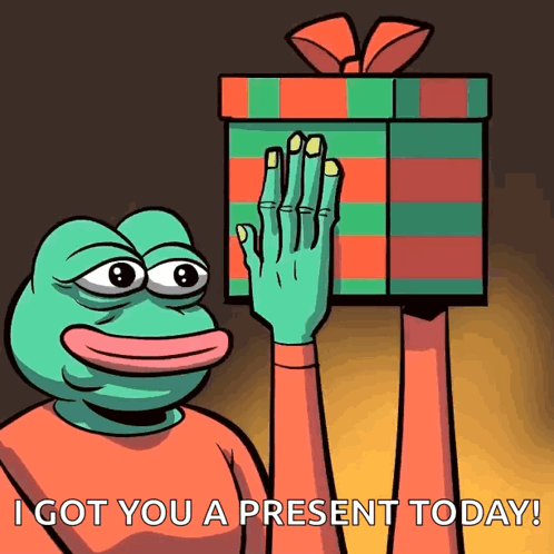 Frog Holding Gift Box Saying I Got You a Present Today